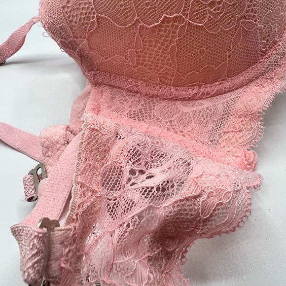 💓pink lace push up padded bra 34b - Picture 3 of 5